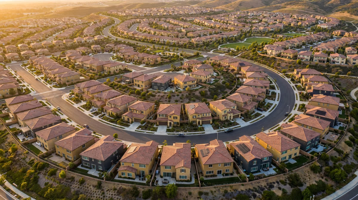 Aerial of a newer master-planned community — Mello-Roos special assessments